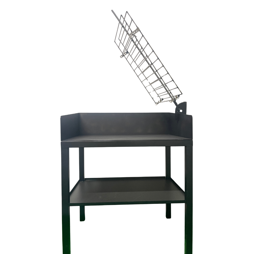 Parrilla Pilar: Base 80x55cm + Parrilla de hierro 50x50cm + Leñero + Asador COMPLETO