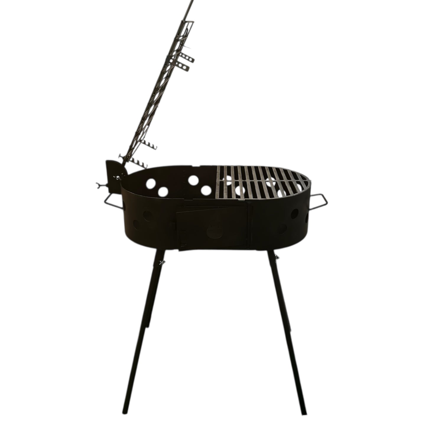 Barbacoa Fogonero Francis Ovalado Parrilla leña y carbon Portatil Desmontable Brasero Artesanal Diseño Argentino