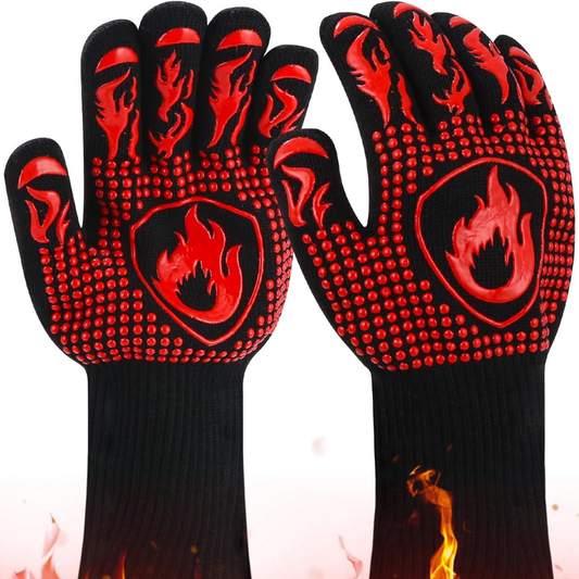 Guantes Barbacoa BBQ Resistentes al Calor hasta 800℃ para Horno /Cocina / Horno / Parrilla Antideslizantes 1 Par