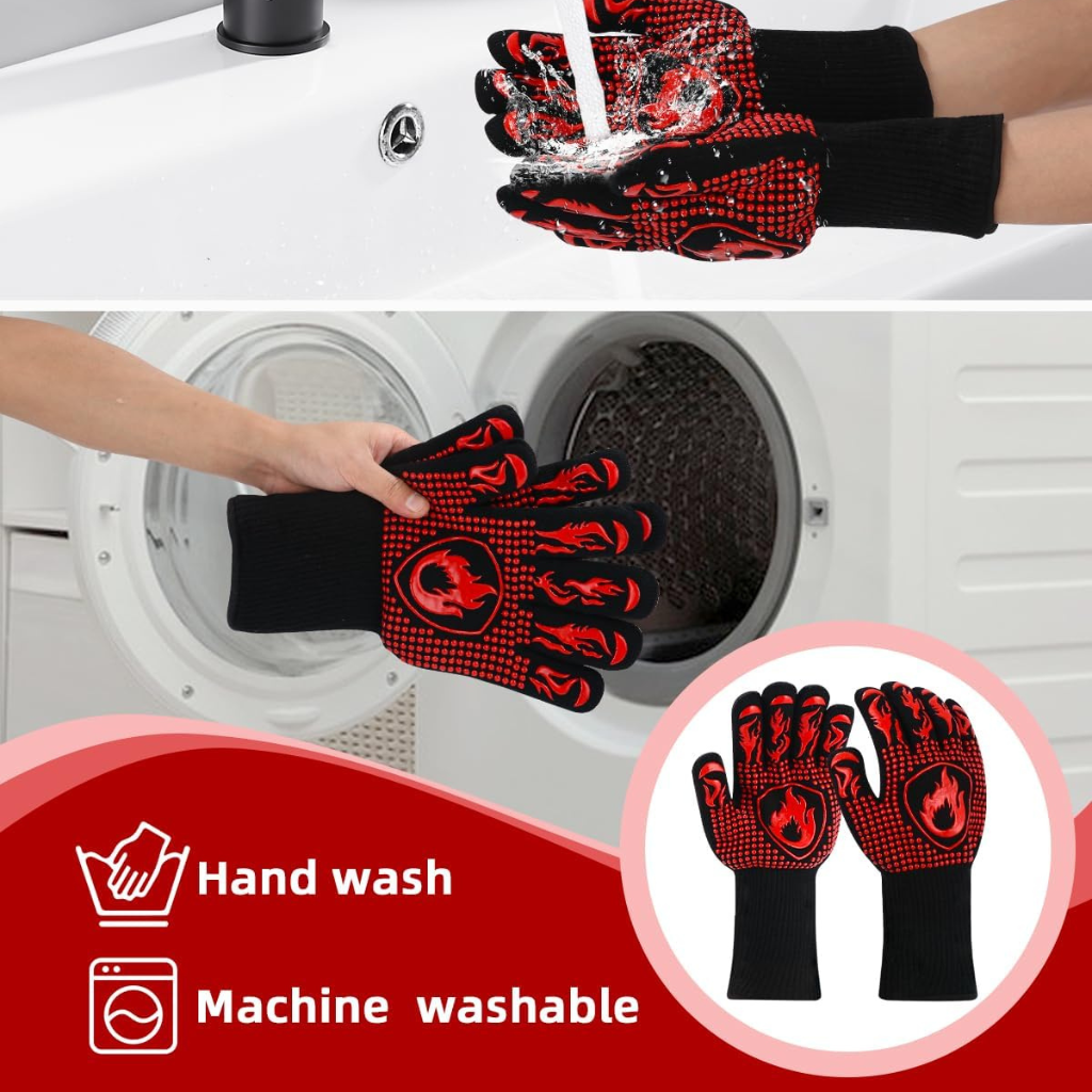 Guantes Barbacoa BBQ Resistentes al Calor hasta 800℃ para Horno /Cocina / Horno / Parrilla Antideslizantes 1 Par