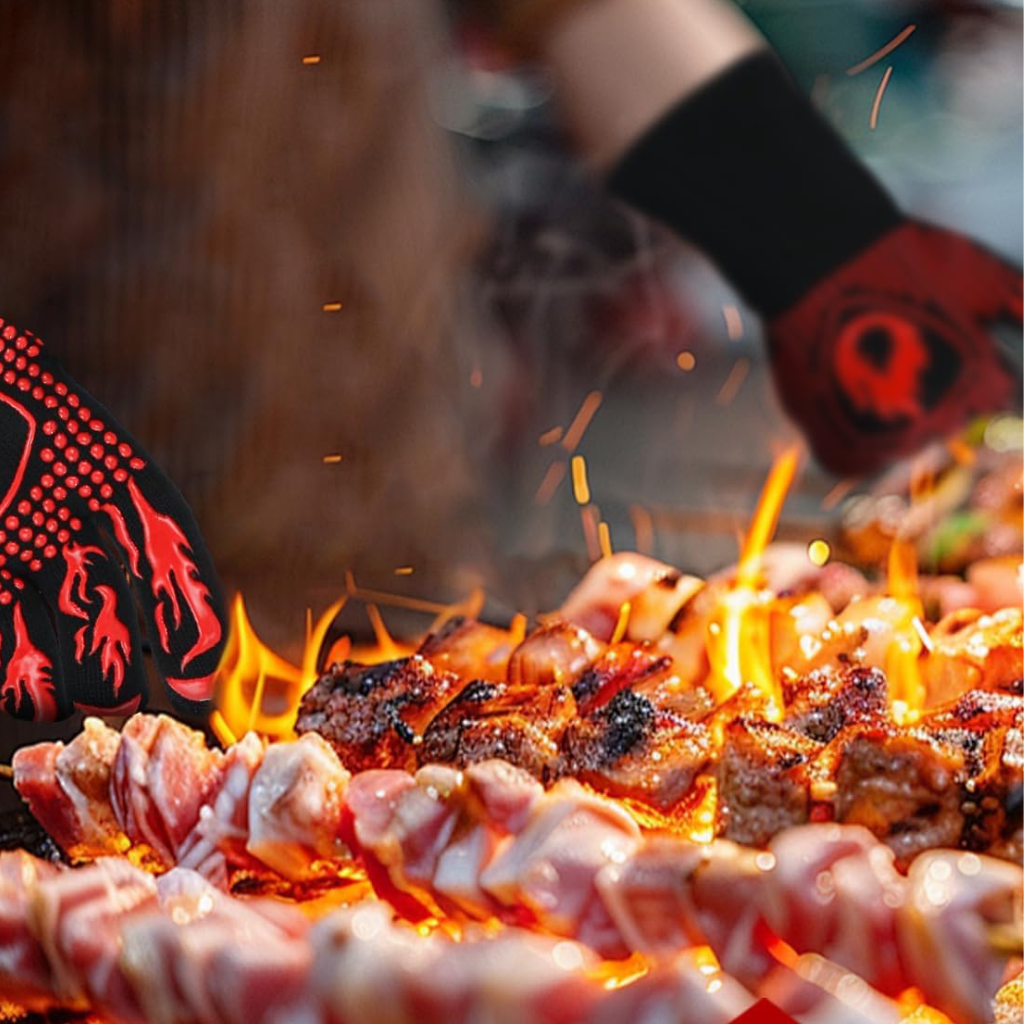Guantes Barbacoa BBQ Resistentes al Calor hasta 800℃ para Horno /Cocina / Horno / Parrilla Antideslizantes 1 Par