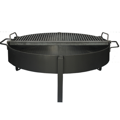 Barbacoa. Parrilla Semicircular + Asador Libro. Fogonero Sambo 1 metro. Paellero de Jardin. Diseño Moderno