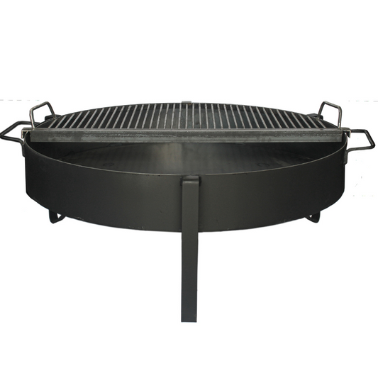 Barbacoa. 1/2 Parrilla Acero Inoxidable Varilla 10mm. Fogonero Sambo 1 metro. Paellero de Jardin. Diseño Moderno