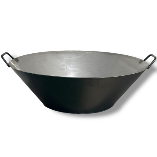 Sarten Wok Perol 65cm (26 Pulgadas) Acero al carbono 2 Asas Base 3mm de espesor