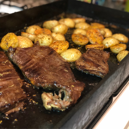 Plancha Bifera de Acero al Carbono Chapa 4mm de Espesor Planchetta con manijas para cocina parrilla barbacoa ideal para restaurantes bares hamburgueserías Hacemos a medida