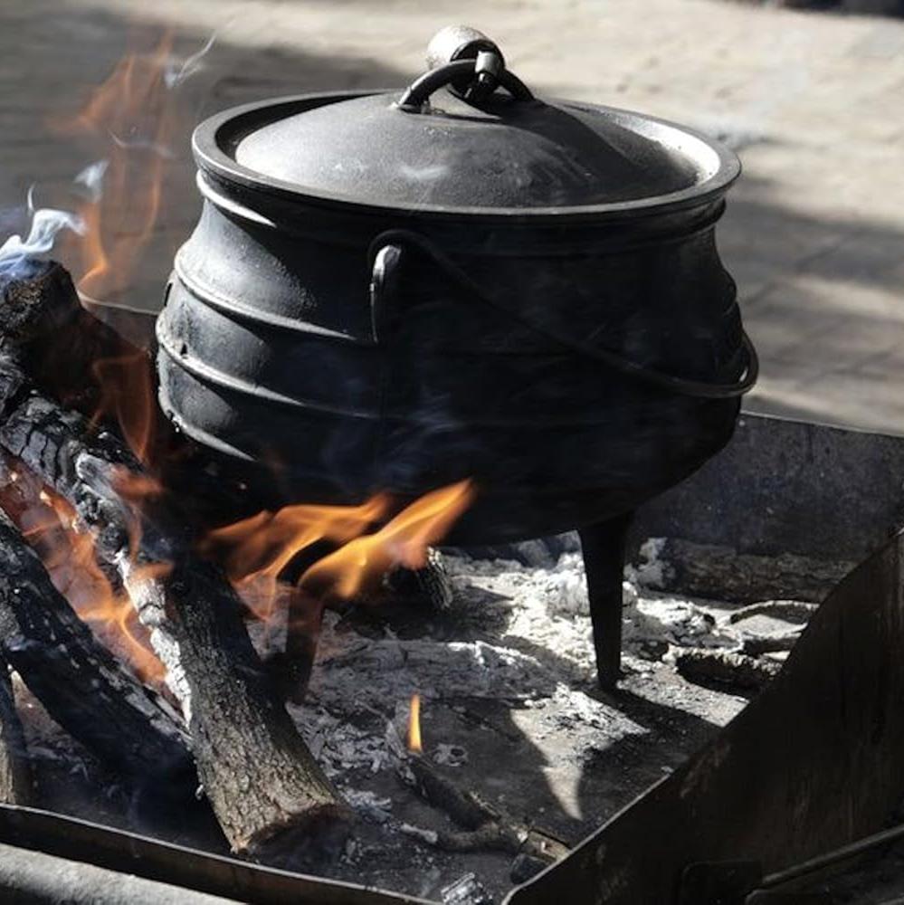 Caldero de Hierro Fundido Gigante | Potjie Tamaño XL | Cacerola | Horno Holandés Sudafricano