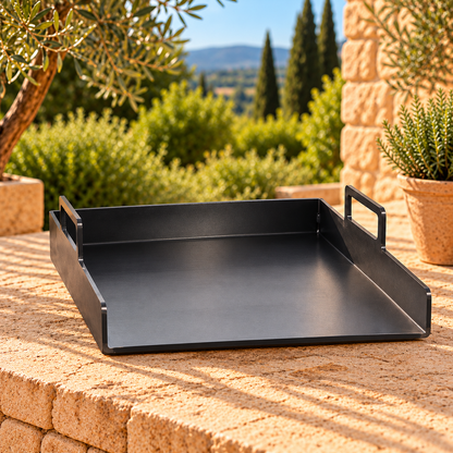 Plancha de Acero al carbono 3 Lados chapa con asas para cocinar Parrilla Barbacoa