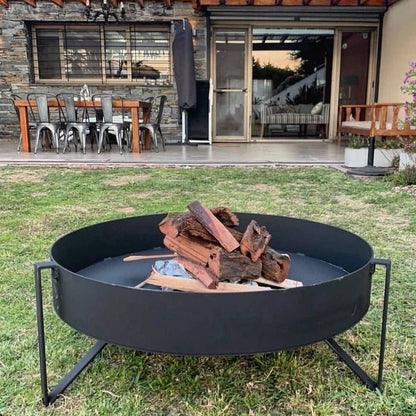 Barbacoa. Parrilla Semicircular + Asador Libro. Fogonero Sambo 1 metro. Paellero de Jardin. Diseño Moderno
