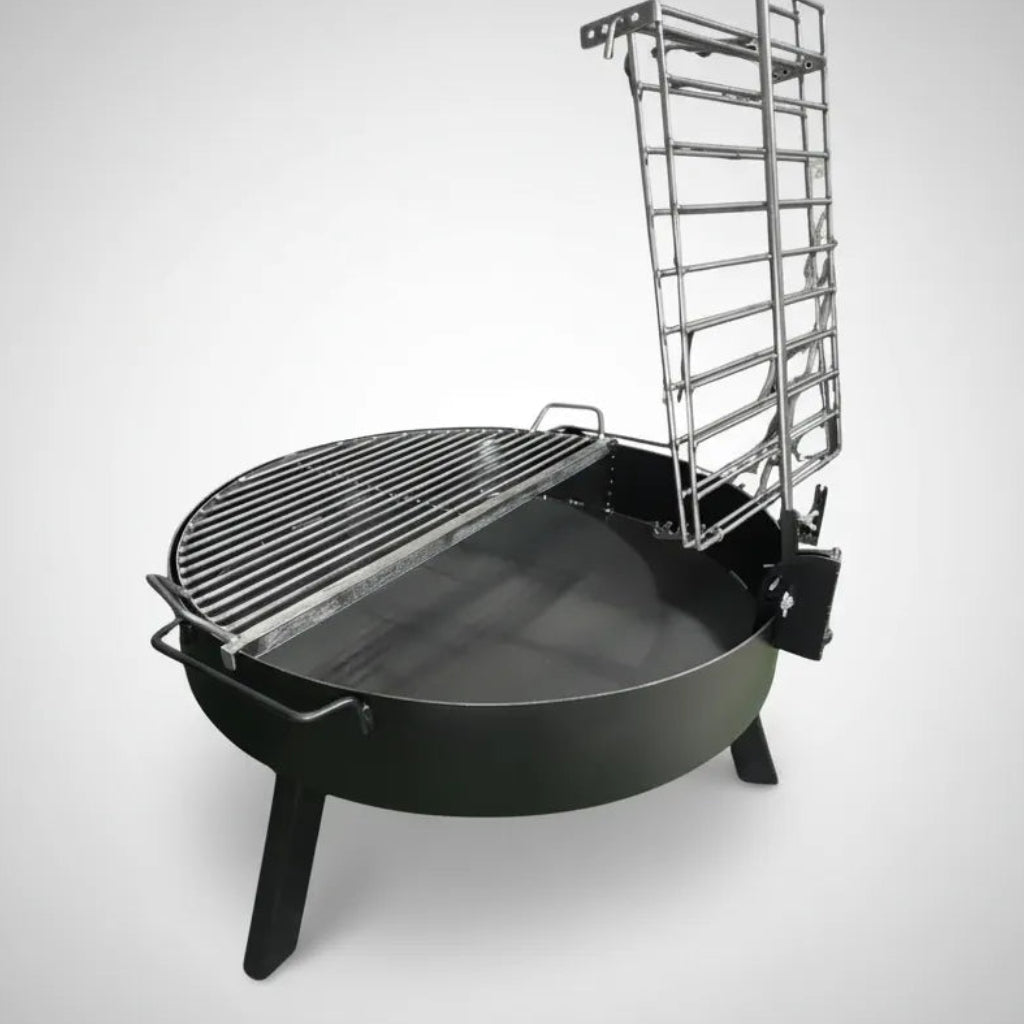 Fogonero SAMBO Versión 1.0: 1 Metro. Barbacoa con Parrilla Semicircular + Asador Libro