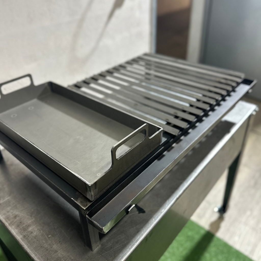 Parrilla Argentina para Barbacoa Acero al Carbono con grasera Modular Varilla V