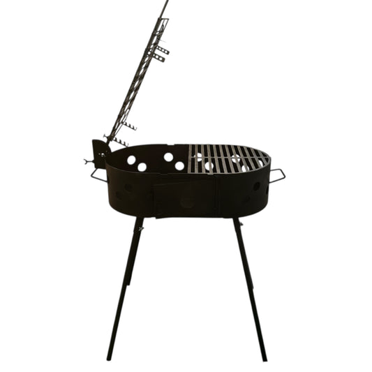 Barbacoa Fogonero Francis Ovalado Parrilla leña y carbon Portatil Desmontable Brasero Artesanal Diseño Argentino