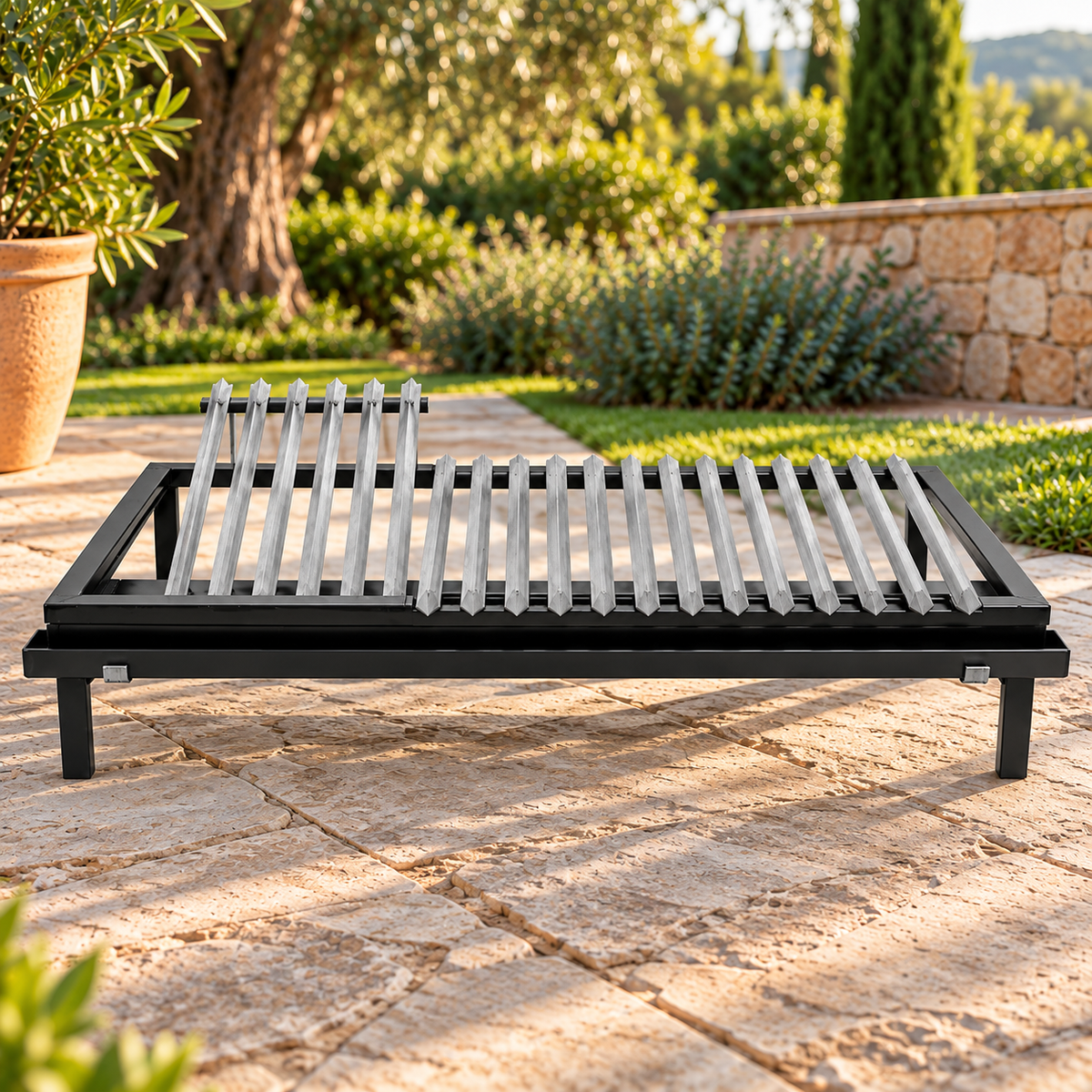 Parrilla Argentina para Barbacoa Acero al Carbono con grasera Modular Varilla V