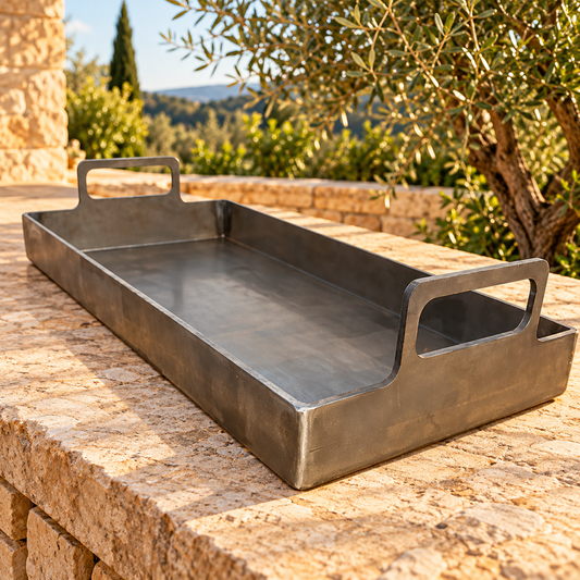 Plancha de Acero al Carbono Chapa 4mm con asas para cocina parrilla barbacoa