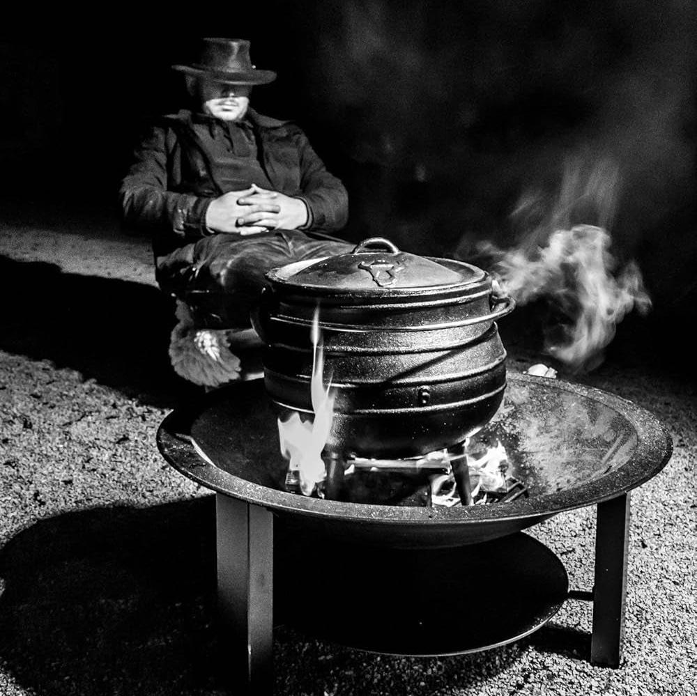 Caldero de Hierro Fundido Gigante | Potjie Tamaño XL | Cacerola | Horno Holandés Sudafricano