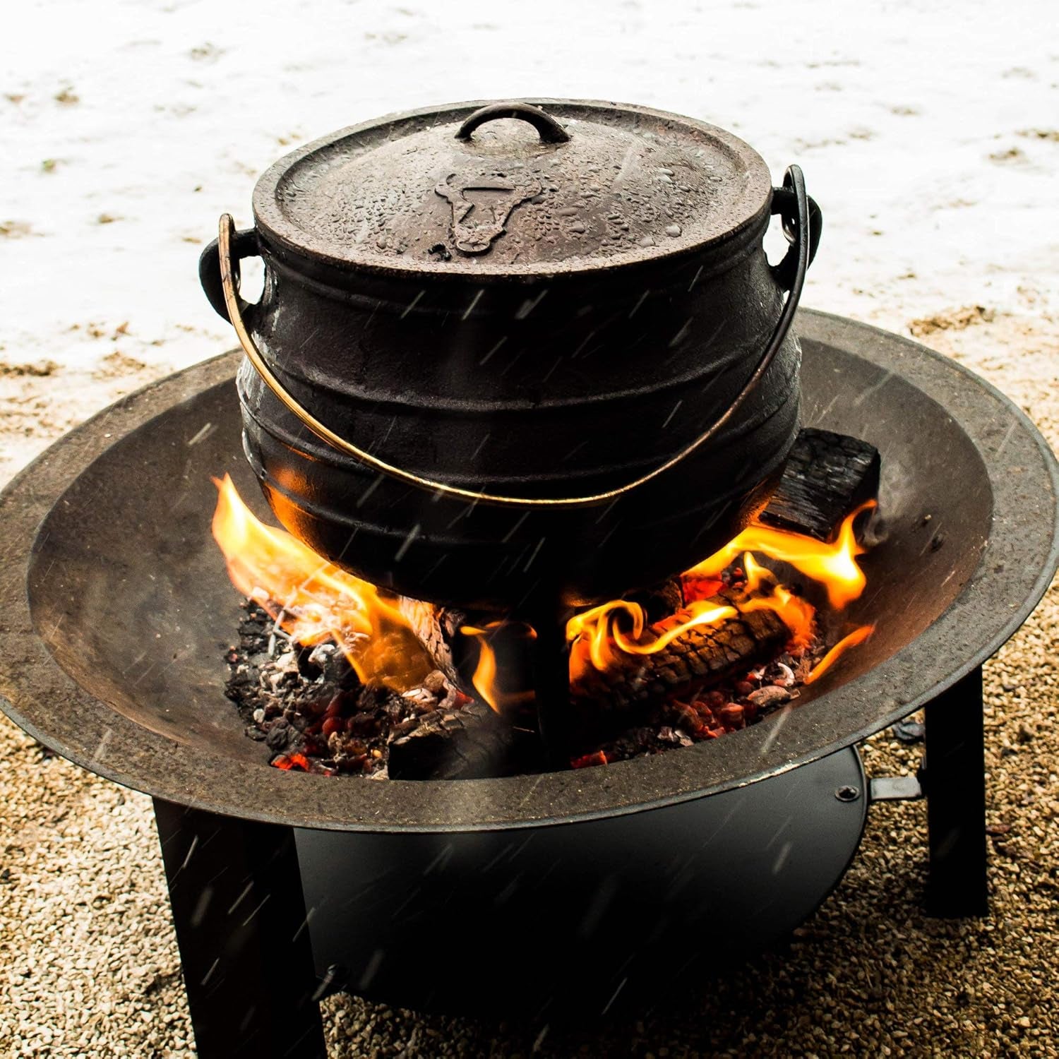 Caldero de Hierro Fundido Gigante | Potjie Tamaño XL | Cacerola | Horno Holandés Sudafricano